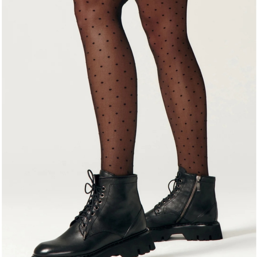 LITA by Ciara Hearted Combat Boots Size 37 Black Lambskin
